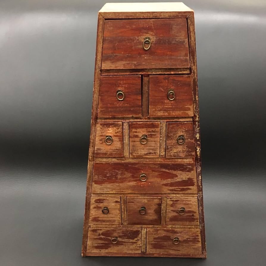 Amazon.co.jp: 薬小箪笥レトロ台形和タンス天然木製アンティーク小