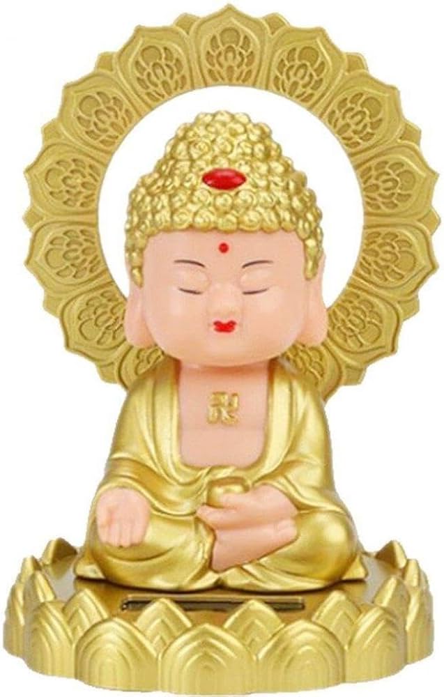 Amazon.co.jp: 車 ダッシュボード 置物 仏像 仏陀 ソーラー 首振り