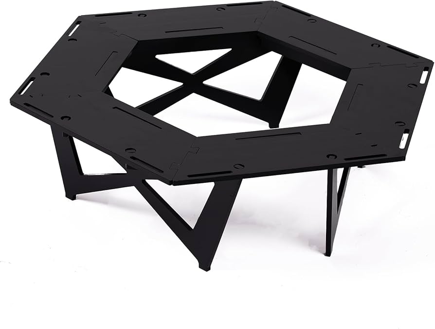 Amazon | RcrCamp ヘキサゴンテーブル ブラック ヘキサテーブル 囲炉裏