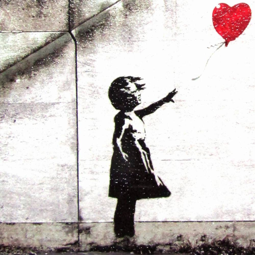 Amazon | バンクシー『レッドバルーン』複製画 額付 絵画 風景画 少女