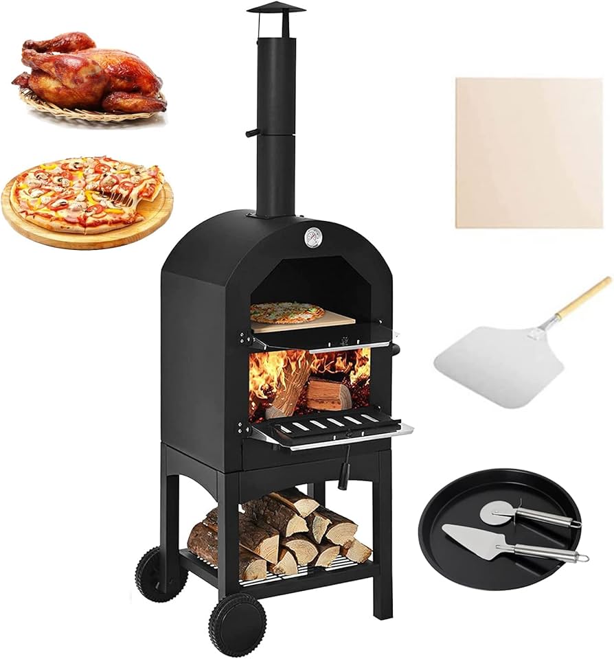 Amazon｜ピザ窯 家庭用 屋外ピザオーブンピザ窯煙突,とピザストーンを