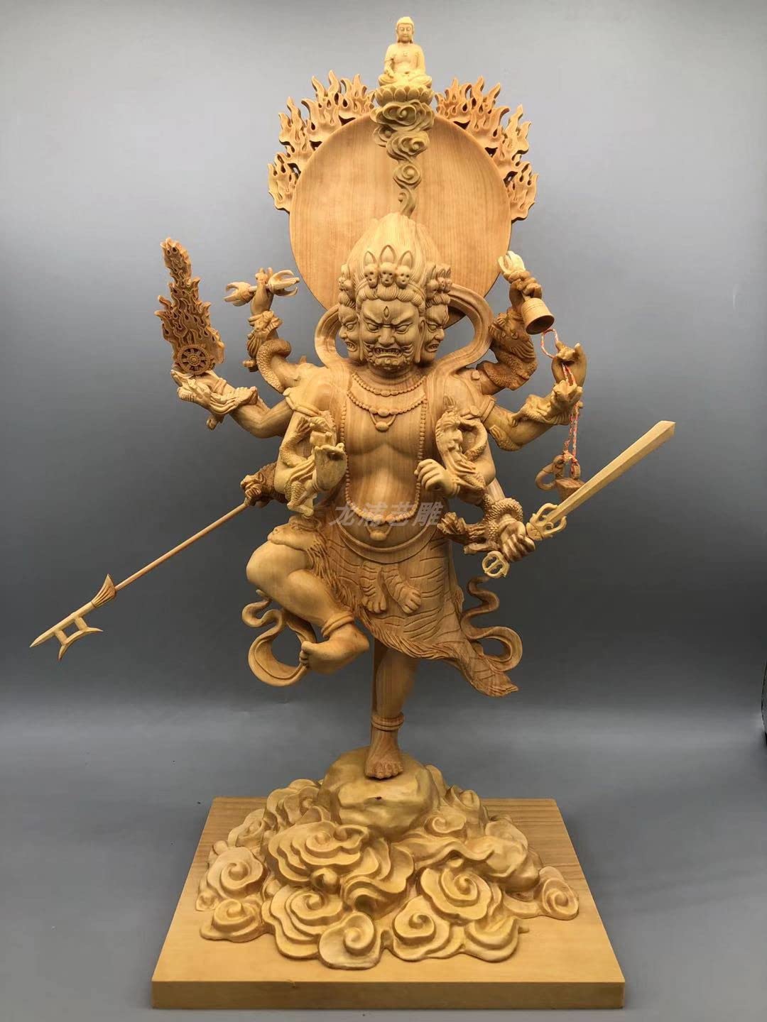 Amazon｜仏像 烏枢沙摩明王 柘植製高級木彫り 総高14cm＿密教（トイレ