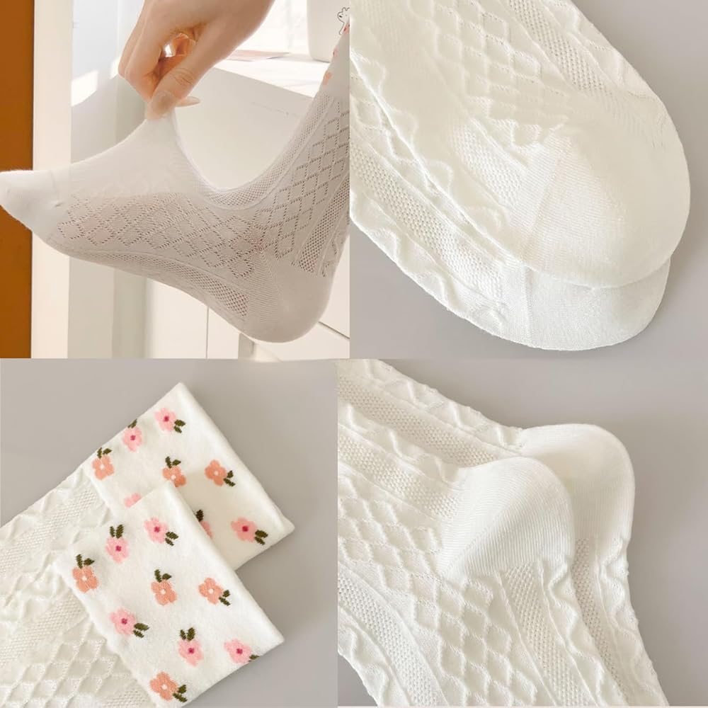 Amazon.com: LONGSILVER Flower Socks Women Japanese Style Floral