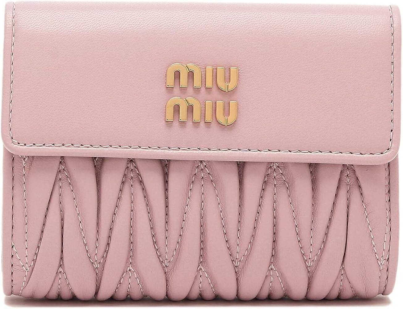 Amazon | [ミュウミュウ] 三つ折り財布 マテラッセ ミニ財布 ピンク