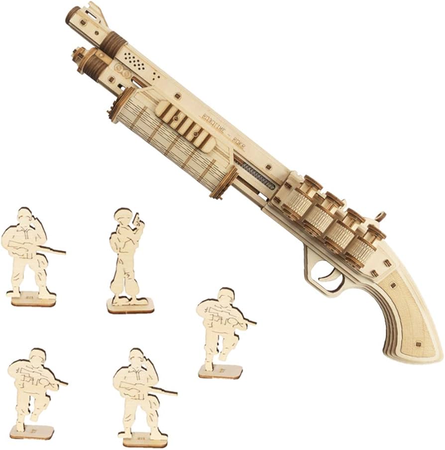Amazon | ROKR 立体 パズル 木製 3d 子供 大人 向け 銃 榴散弾