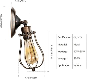 Amazon.co.jp : ブラケットライト レトロ ウォールランプ 工業北欧風