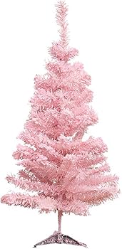 Amazon.co.jp: 3フィートのピンクの人工クリスマスツリー、星の飾りと