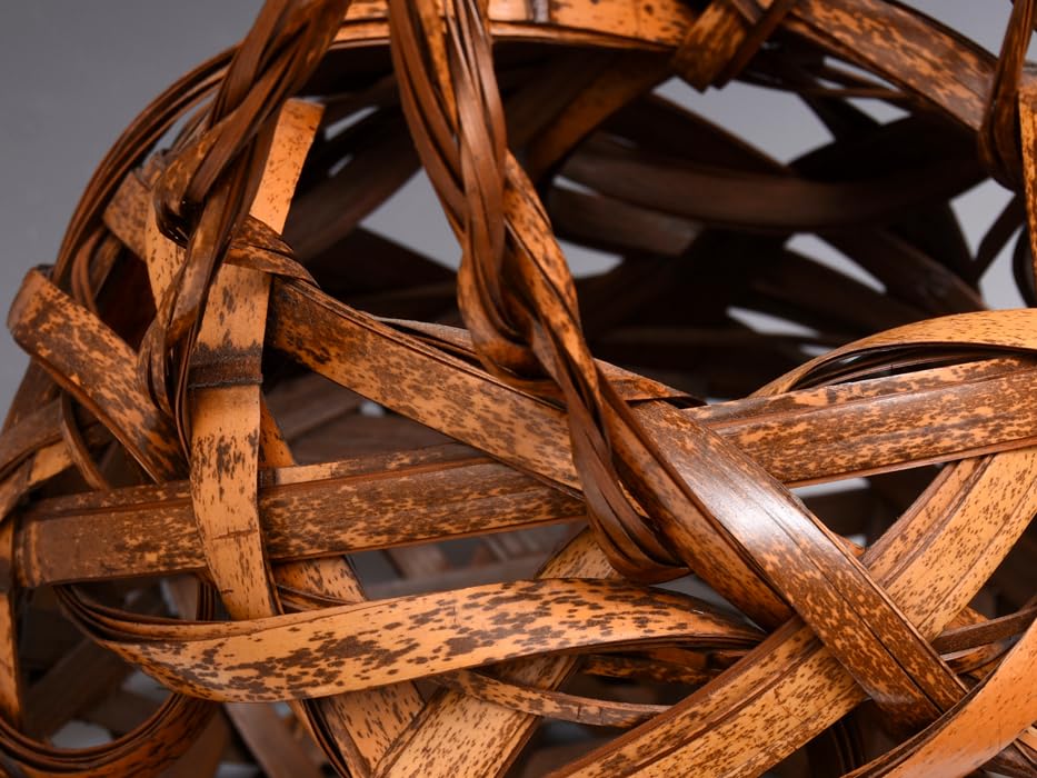 Amazon.co.jp: 一竹斉（造）竹編み手付き花籠おとし付き篭高さ39