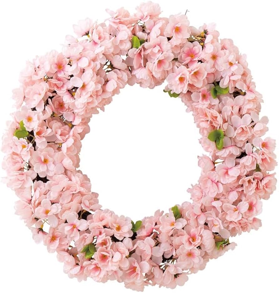 Amazon | 桜リース 直径48cm 1個 【 造花 春の玄関ドア飾り さくら