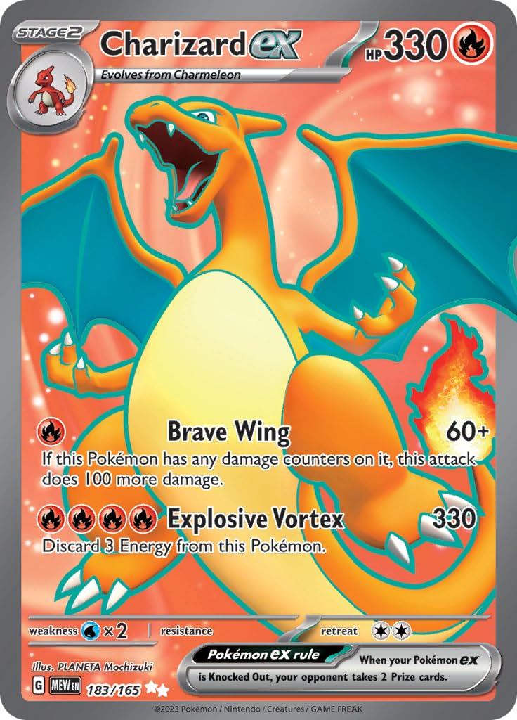 Amazon.com: Pokemon - Charizard ex 183/165 - Pokemon 151 - Full