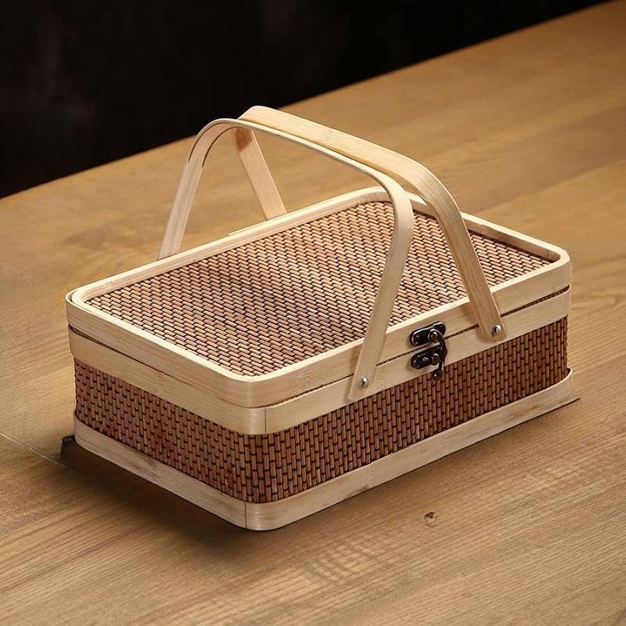 Amazon.co.jp: JOGIO竹籠 竹篭 カゴ 蓋付き カゴ 蓋付き 収納ケース 編