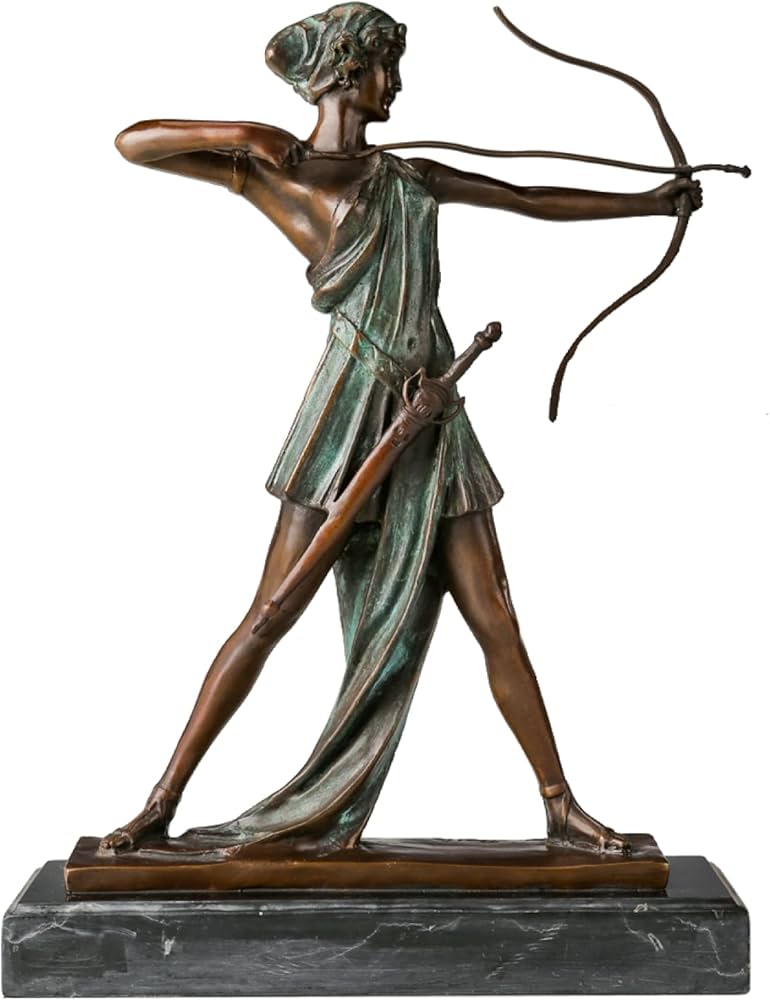 Amazon.co.jp: 彫刻置物彫像に彫刻弓と矢を弾く女性の銅像ヴィンテージ