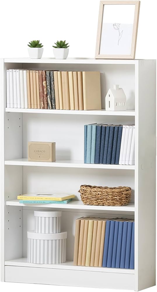 Amazon.co.jp: 不二貿易 本棚 4段 幅60cm 奥行17cm 高さ89cm ホワイト