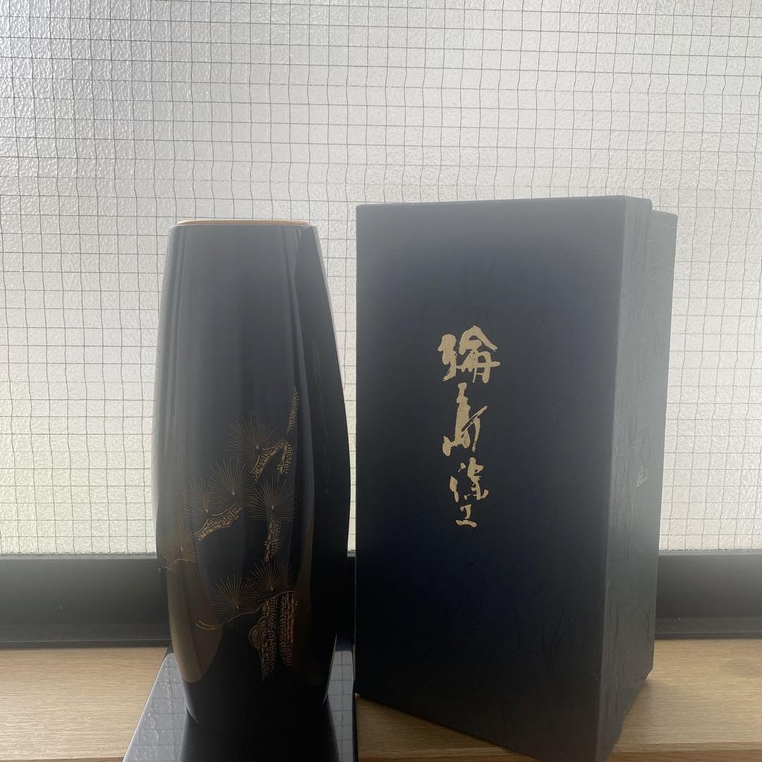 Amazon.co.jp: 輪島塗 曽根工芸 杉山暁子デザイン 花器 老松沈金 漆