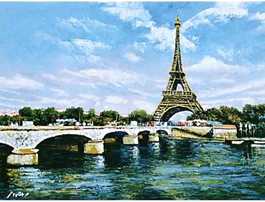 Amazon.co.jp: 岩井景文 エッフェル塔 F6号 受注制作 油彩画 油絵 風景