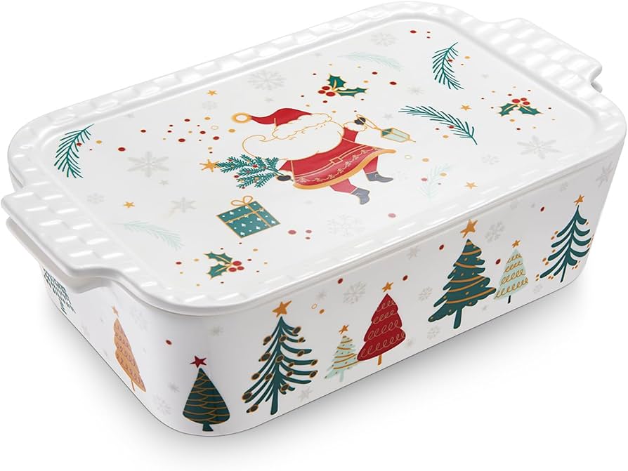 Amazon.com: Samsle 76 oz Ceramic Baking Dish With Lid, 11.4in