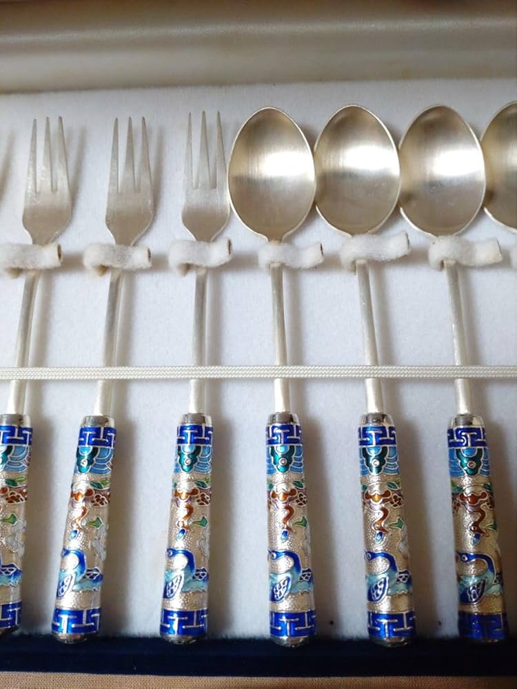 Amazon | 銀製 韓国 スプーン フォーク セット カトラリー 共箱付