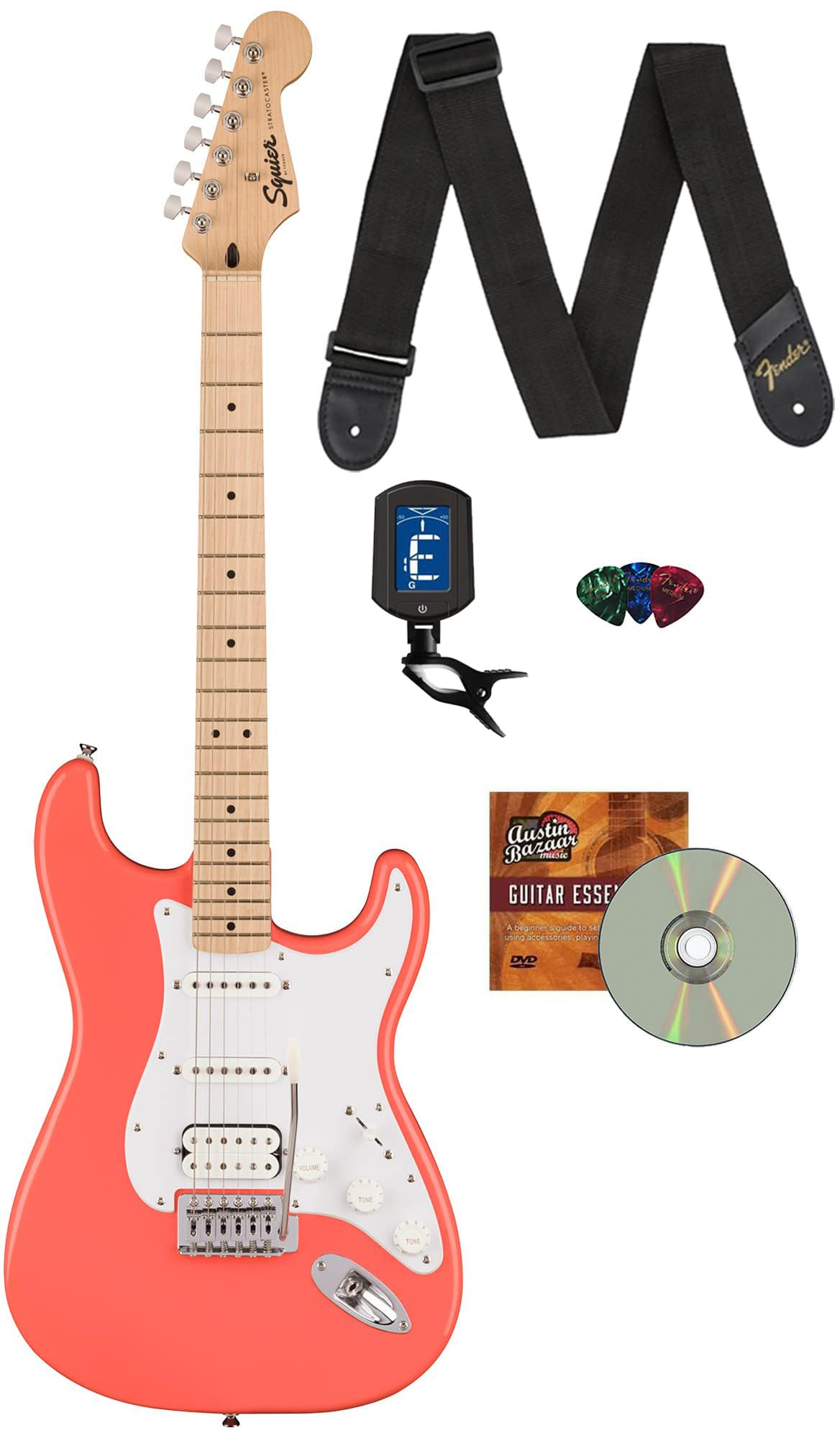 Amazon.com: Fender Squier Sonic Stratocaster HSS - Tahititan Coral