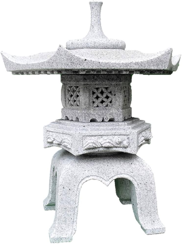 Amazon.co.jp: 御影石 岡崎型雪見灯篭 1.5寸（約46㎝）高さ約57㎝ 設置