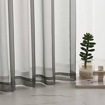 Amazon｜TOAVA DECO グレー シアーボイルカーテン 半透明無地