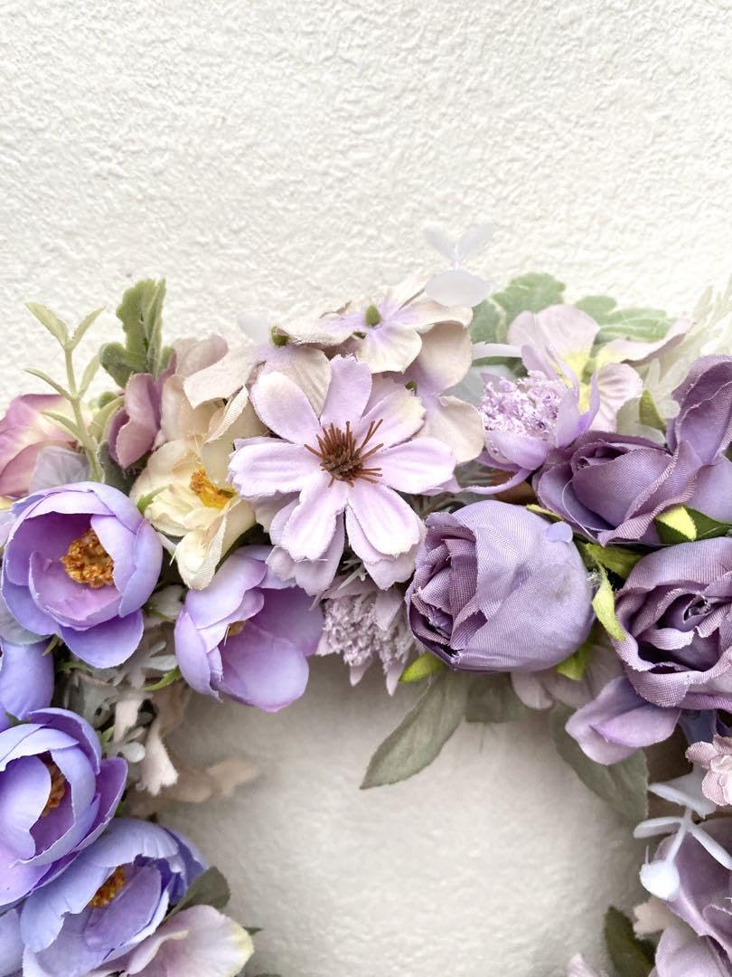 Amazon｜フラワーリース リース アネモネ バラ 造花 玄関飾り アート