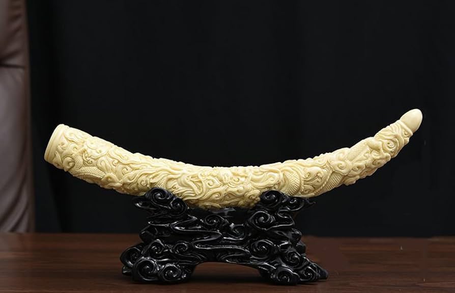Amazon.co.jp: 置物 オブジェ 象牙風 樹脂製 彫刻 創造的な模造象牙