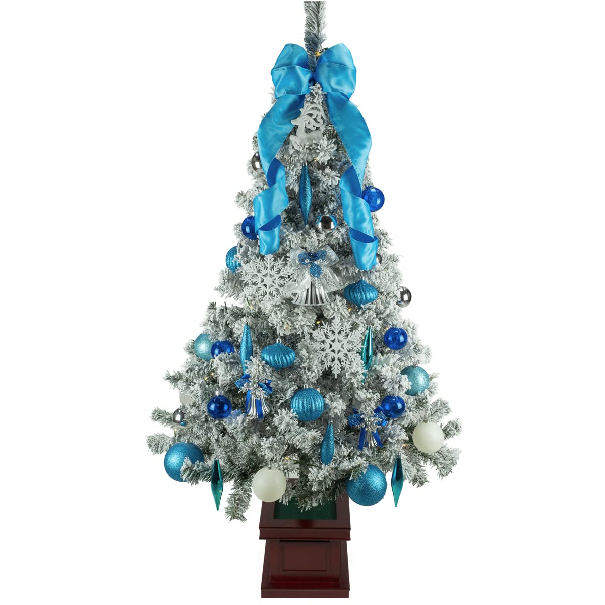 Amazon | クリスマス屋 クリスマスツリー 120cm 木製 ブルー 雪 白