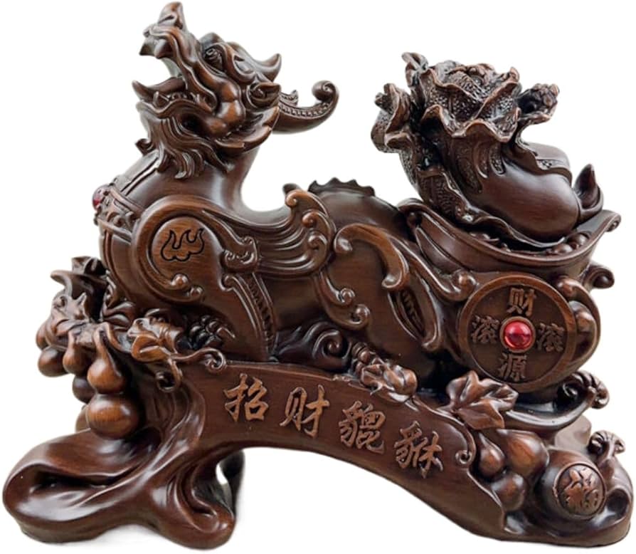 Amazon.com: RWSEFK 木纹招财进宝貔貅30*13 * 30cm/百财如意工艺品玉