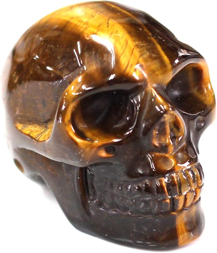 Amazon.co.jp: スカル タイガーアイ 虎目石 骸骨 彫刻 ドクロ 天然石
