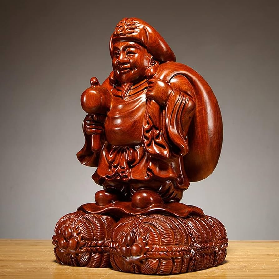 Amazon｜【dsdsad】大黒天 木彫り 美術品 七福神 大黒様 木製仏像 開運