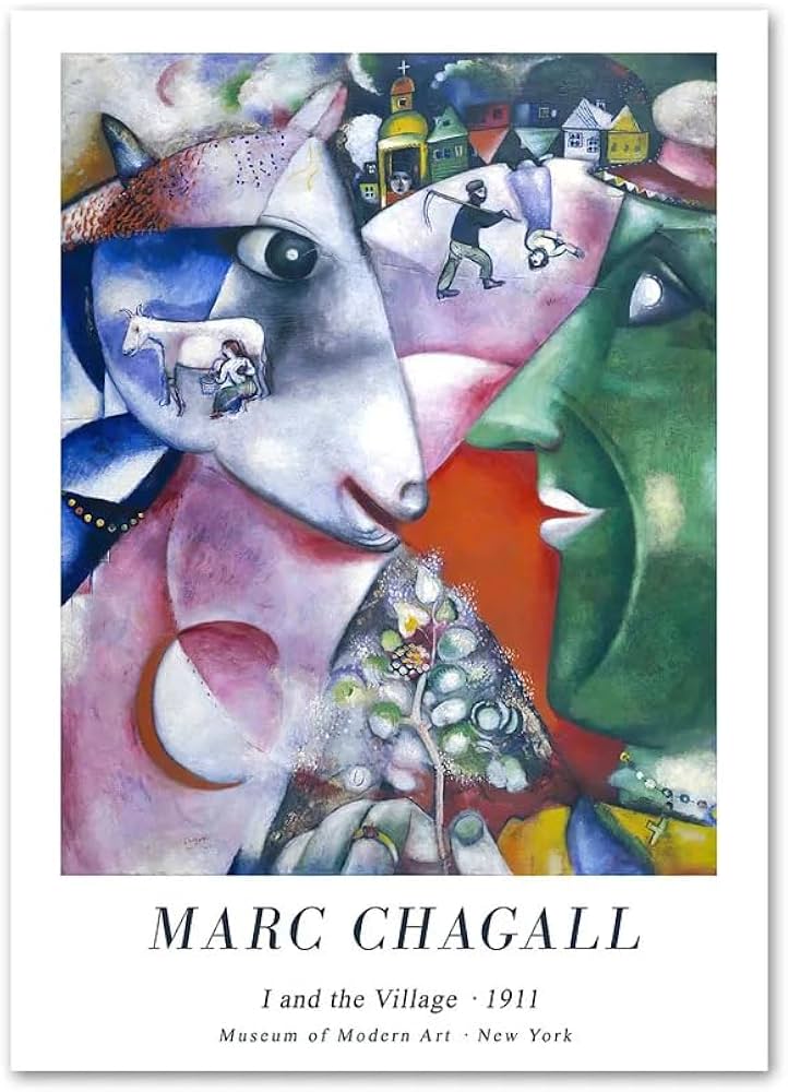 Amazon.co.jp: マルク・シャガールのポスター《私と村》キャンバス