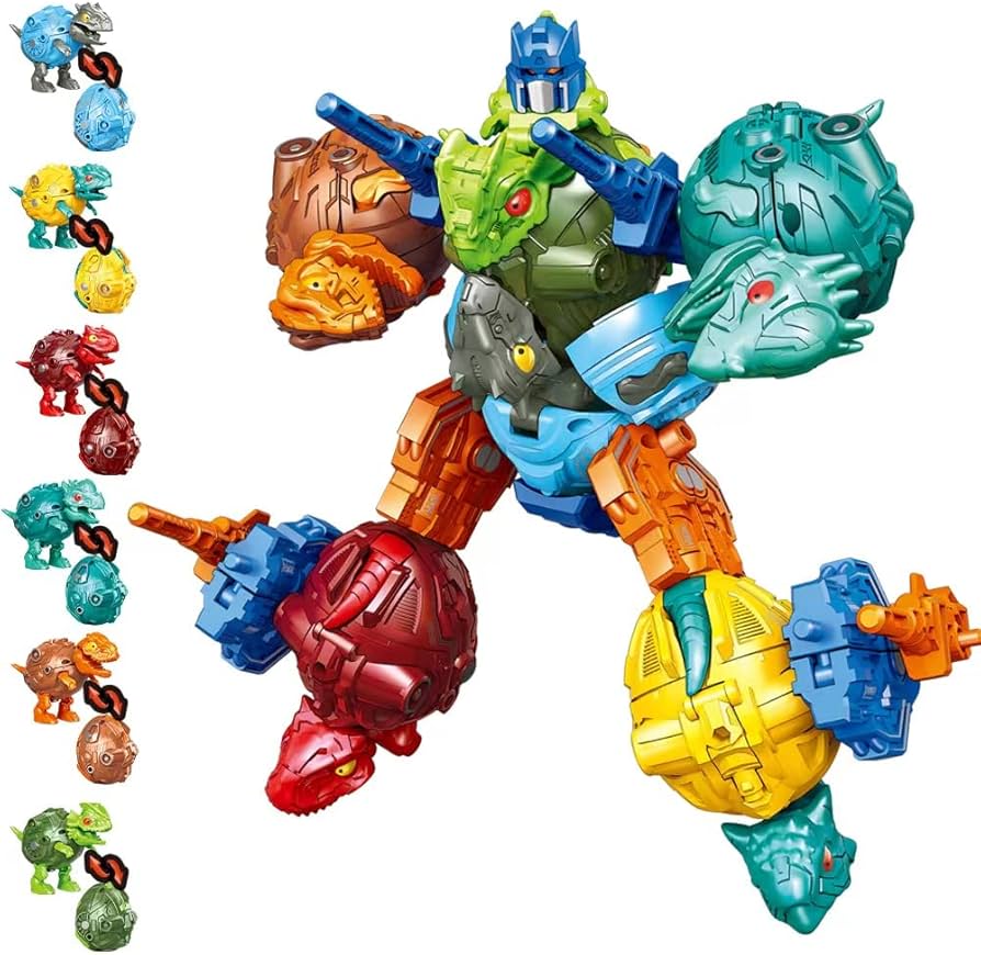 Amazon.co.jp: TUNJILOOL 恐竜 おもちゃ 変形 変身 卵 恐竜ロボット 6