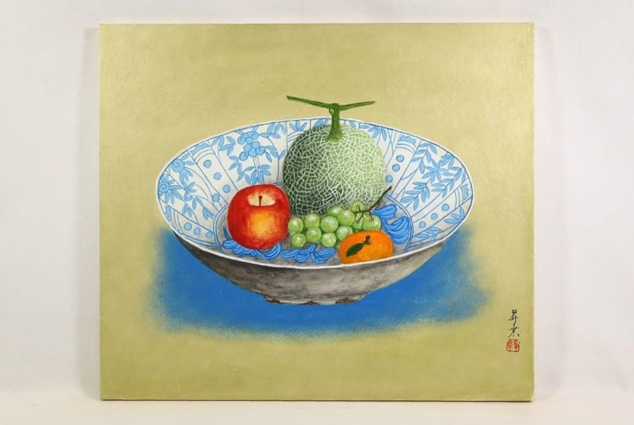 Amazon.co.jp: 真作 五十川昇乗 日本画「静物」画寸 10号 岐阜県出身