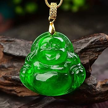 Amazon | グリーン翡翠ブッダペンダントネックレス メンズ 本物の