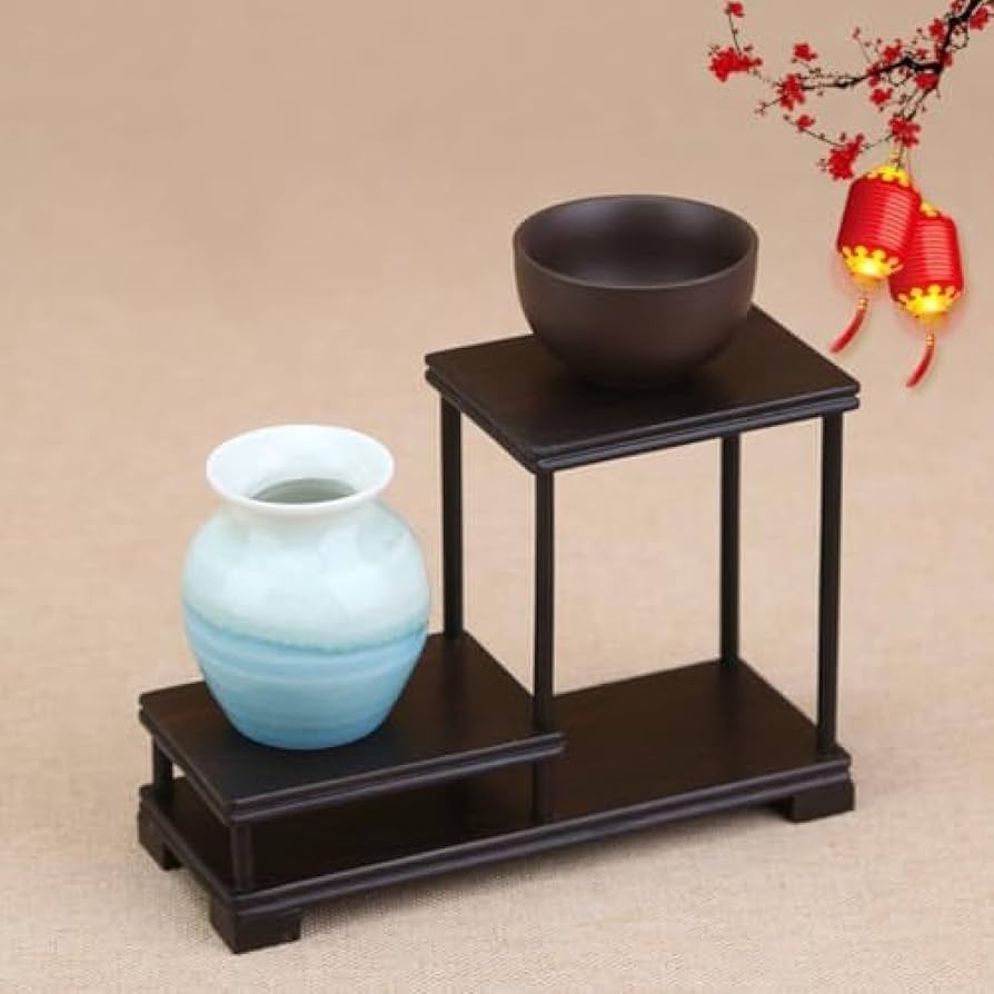 Amazon.co.jp: 飾り棚 2段 花台 黒檀調 床の間 和室 玄関 下駄箱
