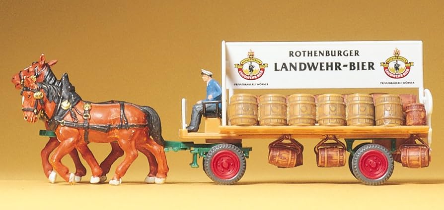Amazon | プライザー 馬に牽かれるビールを乗せた荷馬車 塗装済完成品