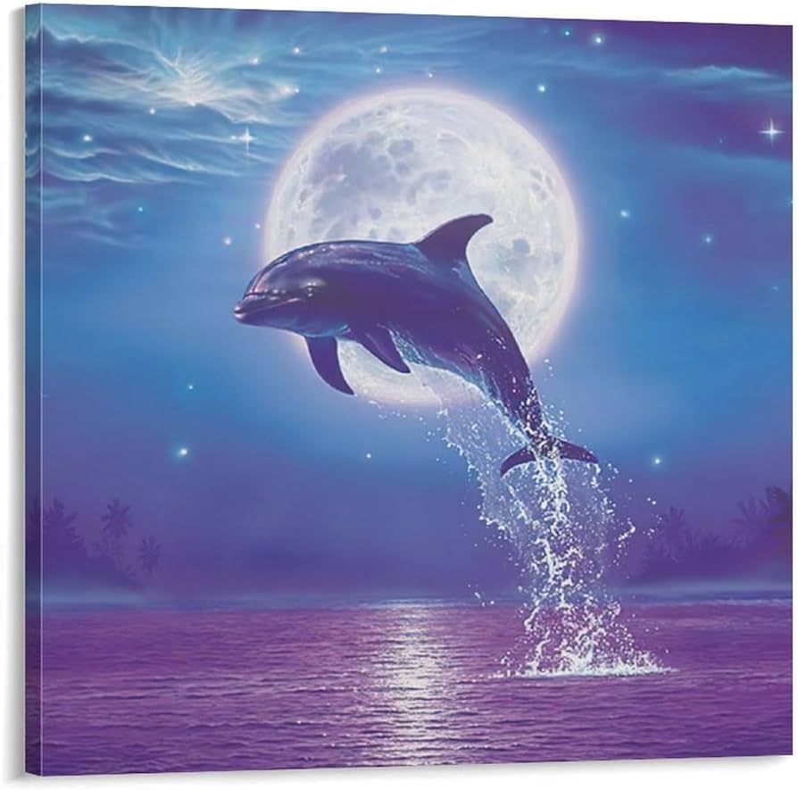 Amazon.co.jp: 青い海 クリスチャン・ラッセン 海の眺め 月明かりの中