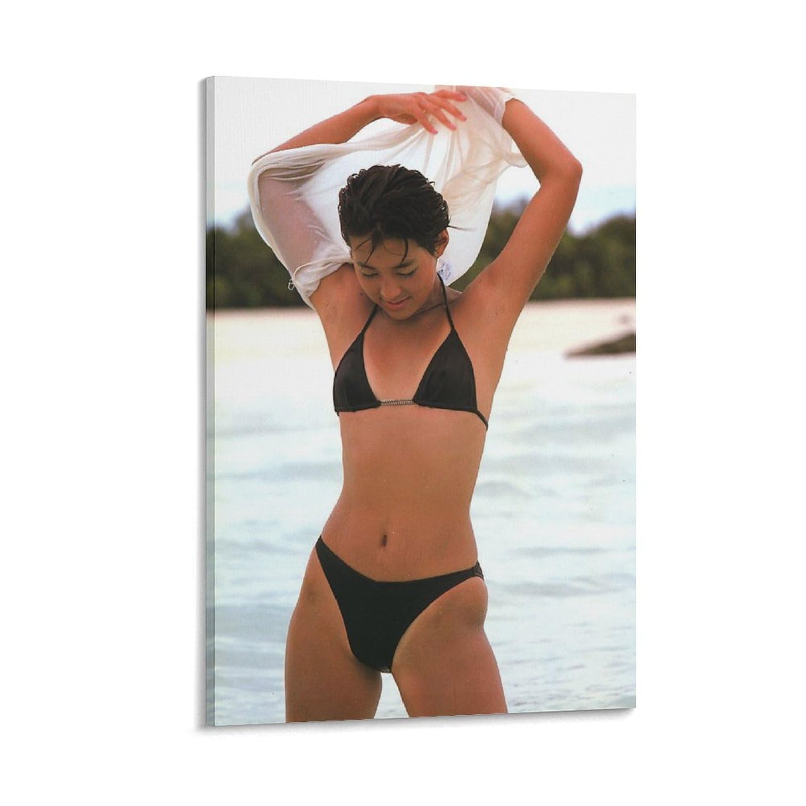 Amazon.co.jp: 鈴木保奈美 女優若い頃水着写真1ポスター キャンバス 壁