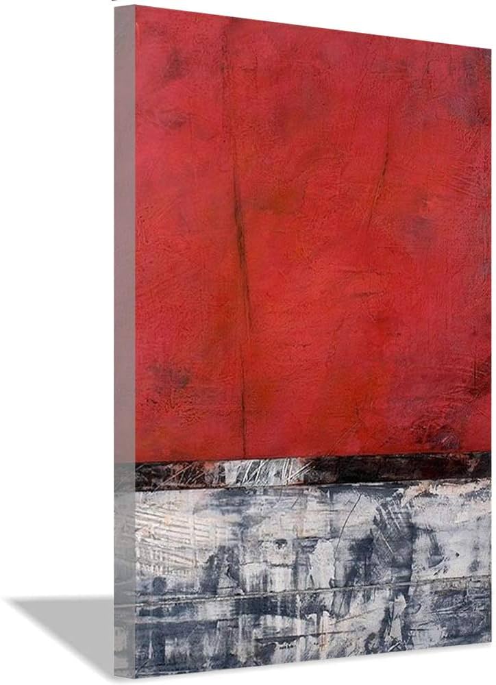 Amazon.co.jp: 現代の抽象絵画赤いキャンバス絵画ジオメトリ抽象的な