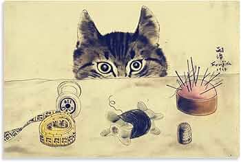 Amazon.co.jp: ノーブランド品 猫の素晴らしい絵画 キャンバスアート