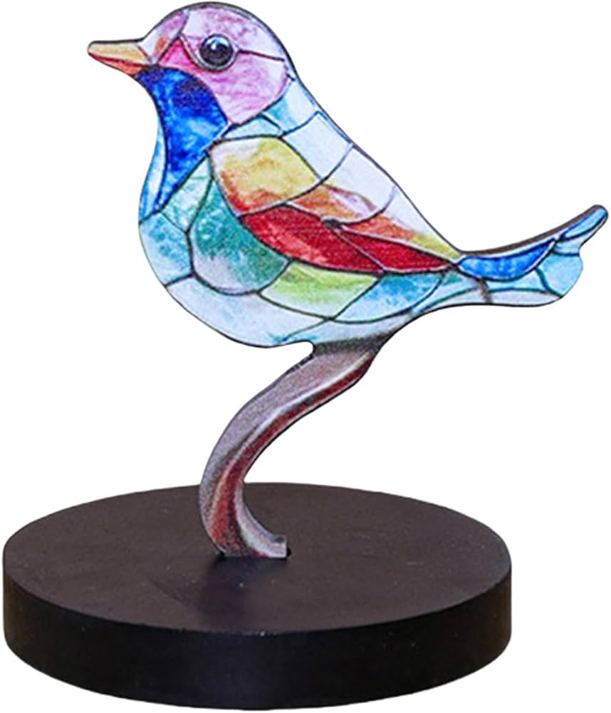 Amazon.co.jp: [SSUPTEMBER2] 鳥 ステンドグラス カラフル 木製 置物