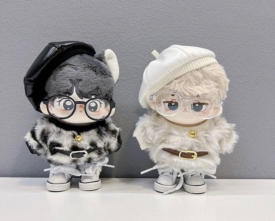 Amazon.co.jp: 10cmペア 冬服3点 白黒 ベレー帽 ぬいぐるみ 着せ替え