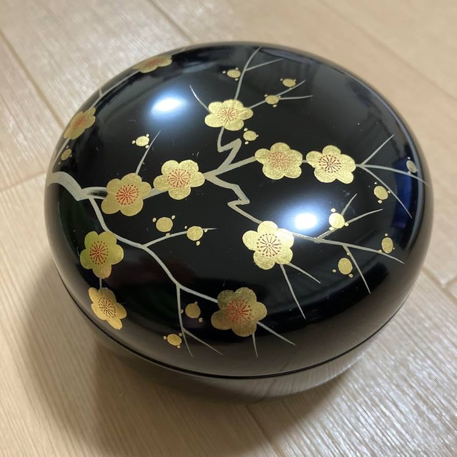 Amazon.co.jp: 漆器 山田平安堂 丸菓子器（小）枝梅蒔絵（黒