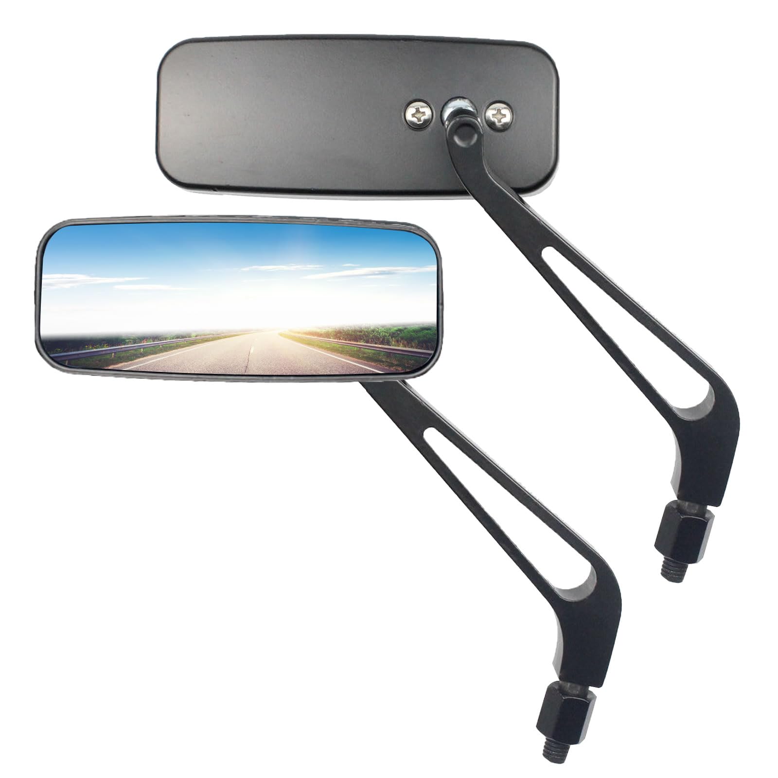 Amazon | Archnote バイク スクエア ミラー 8mm 10mm 左右 セット 変換