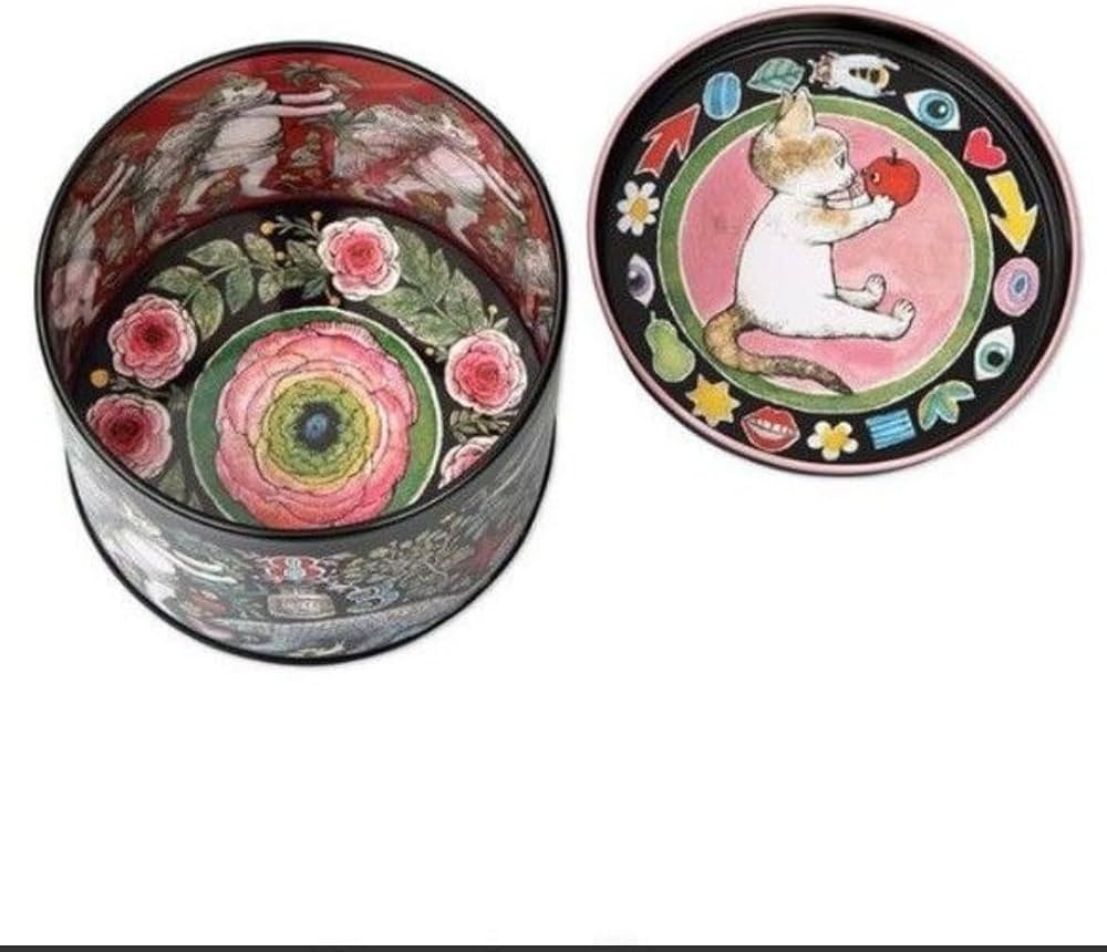 Amazon.co.jp: ヒグチユウコ 丸缶 2種類 猫のイラスト 小物入れ 保存