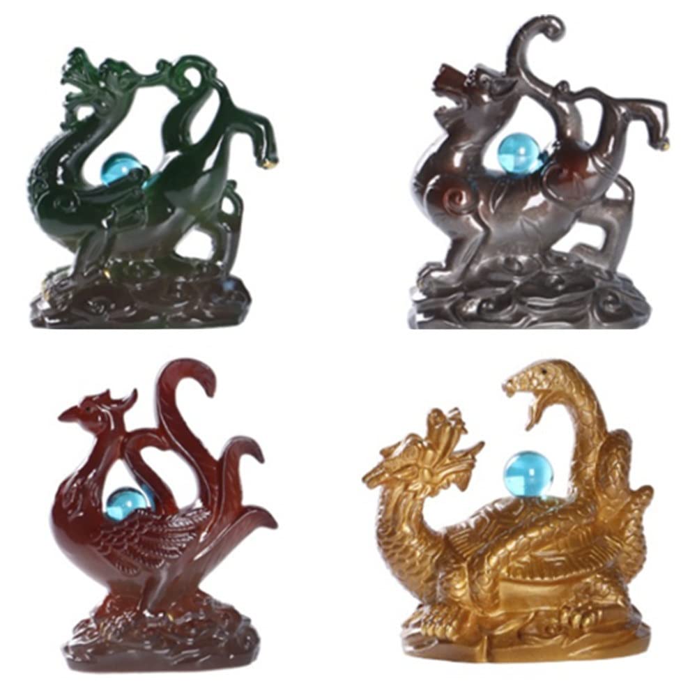 Amazon.co.jp: 四神獣 置物 【四神相応4点組】青龍 白虎 玄武 朱雀風水