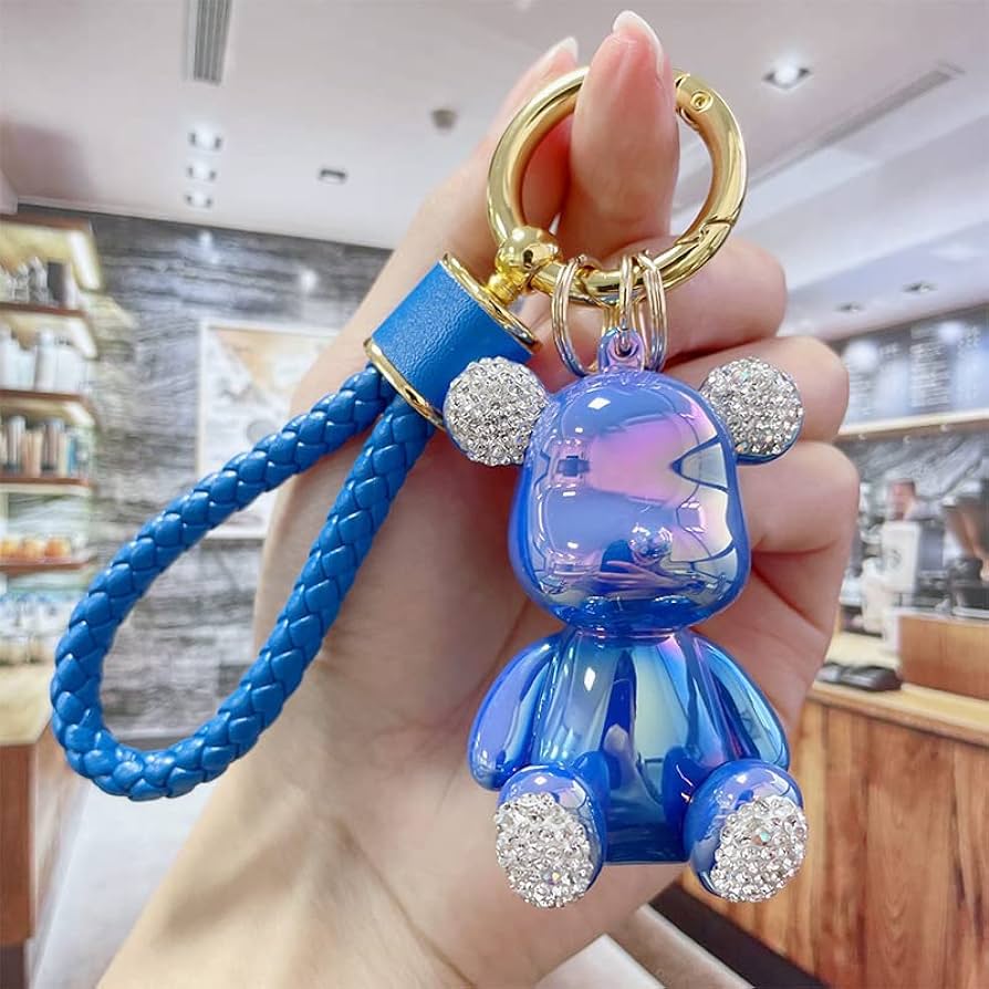 Amazon.co.jp: absキャンディ色暴力熊キーホルダードリルメッキ熊公仔