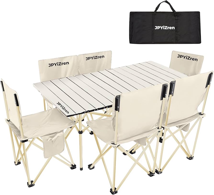 Amazon.co.jp: JPYiZren アウトドア テーブル チェア 7点セット アルミ