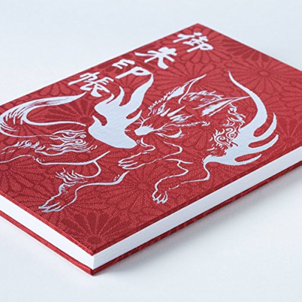 Amazon | 高知製本 御朱印帳 蛇腹式/大判12x18cm/百裂小菊with神使 (赤