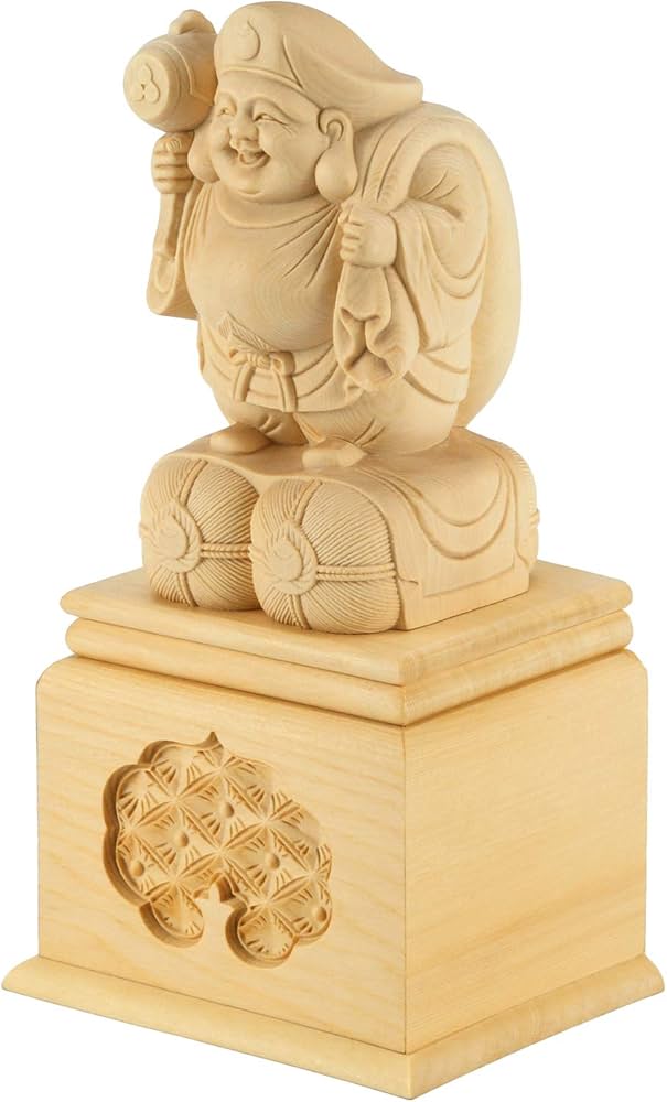 Amazon.co.jp: [華能] 大黒天 貯金箱 高級天然ツゲ木彫り彫刻 七福神